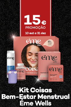 Novo Kit Coisas Bem-Estar Menstrual da marca Eme Wells , com promoção de 15€ de 10 outubro a 31 dezembro